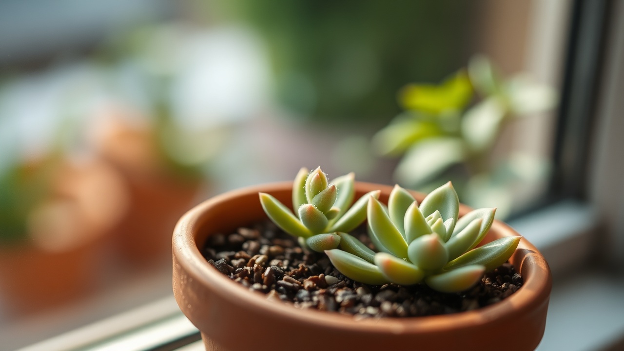 A slow-growing plant in a serene garden representing intentional growth